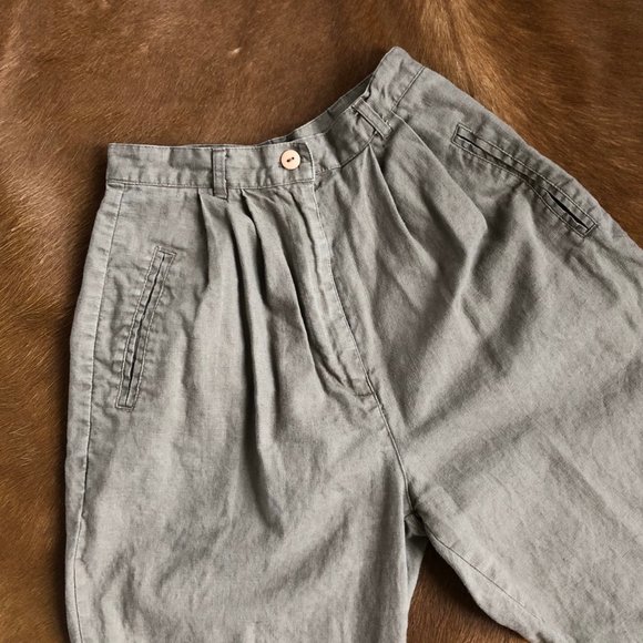 Vintage Pants - VINTAGE LINEN HIGH RISE TROUSERS